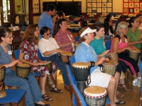 Drumming circle at workshop