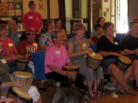 Ladies drumming at workshop