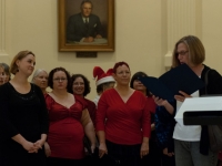 Jenn and sopranos listen to proclamation of Tapestry Singers Week